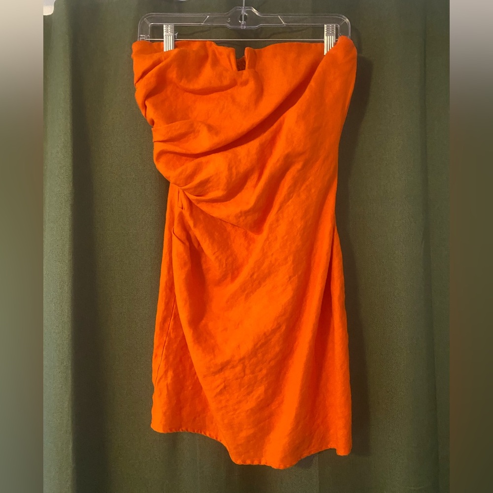 Reformation Orange Linen Minidress